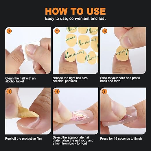 TENOC Press on Nails Sticky Tabs Nail Glue Sticker, Waterproof Gel Glue Stickers Breathable Jelly Double-Sided Adhesive Tapes, 20 Sheets (480pcs)