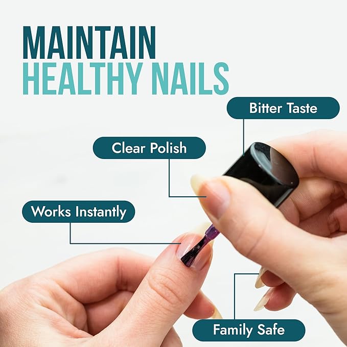 Stop Nail Biting Treatment - Clear, Bitter-Tasting Nail Polish To Stop Nail-Biting - Easy To Apply and Safe For Children - Nail Strengthener Solution - Nail Care for Healthy Nail Growth (2x0.5 fl oz)