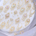 5D Embossed Nail Art Stickers Gold Nail Decals Vintage Gemstones Nail Art Decorations Supplies Gold Line Design Manicure Accessories for Women