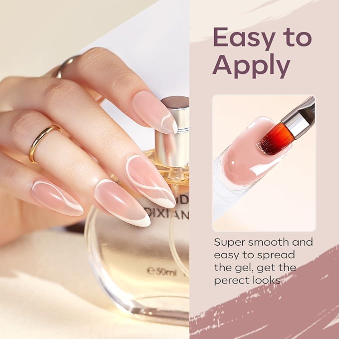 modelones Poly Nail Gel Set - 12 Colors 15g Nude Pink Brown Tone All Seasons Poly Nail Extension Gel Kit Trendy Art Design Professional Salon at Home Holiday Gift for Girl