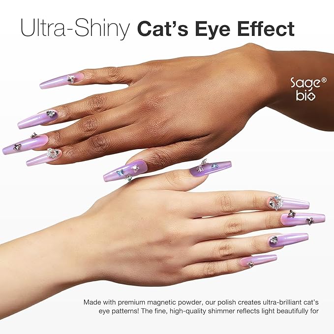 Cat Eye Gel Nail Polish 15ml Amethyst Glow, Magnetic Shimmer Glass Bead Effect, UV LED Soak Off Nail Gel, Ideal for DIY Home Use