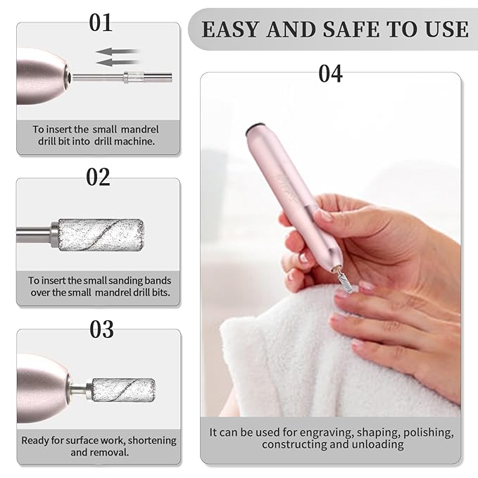 100pcs 240 Grit Small Sanding Bands for Nail Drill with 2pcs 3/32’’ Upgrade Mandrels Bits, Mini Sanding Bands for Nail Drill for Manicure Nail Salon and Nail Enthusiasts Use, White