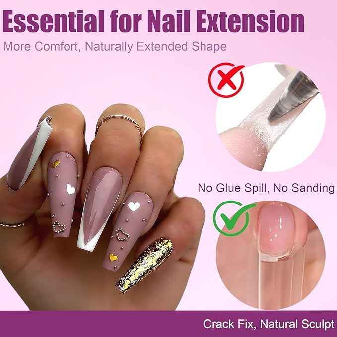 280 Pcs Original Sandwich Nails Dual Form with Guide Lines Long Slim Coffin Nail Mold for Builder Gel Nail Extensions Art Design Salon DIY at Home