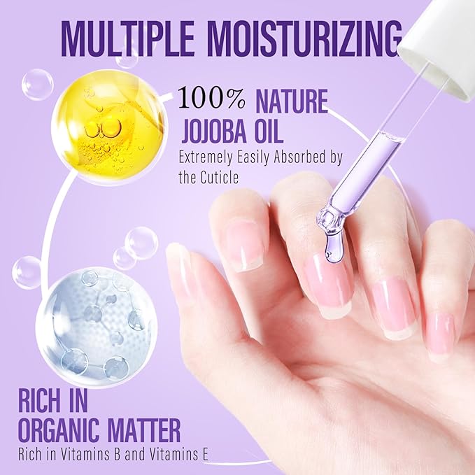 CHUCHU Cuticle Oil for Nails: Lavender Jojoba Nail Cuticle Oil with Vitamin B & E for Moisturizes Cuticle and Nail's Skin - Prevents Hangnails and Chapped 15ML