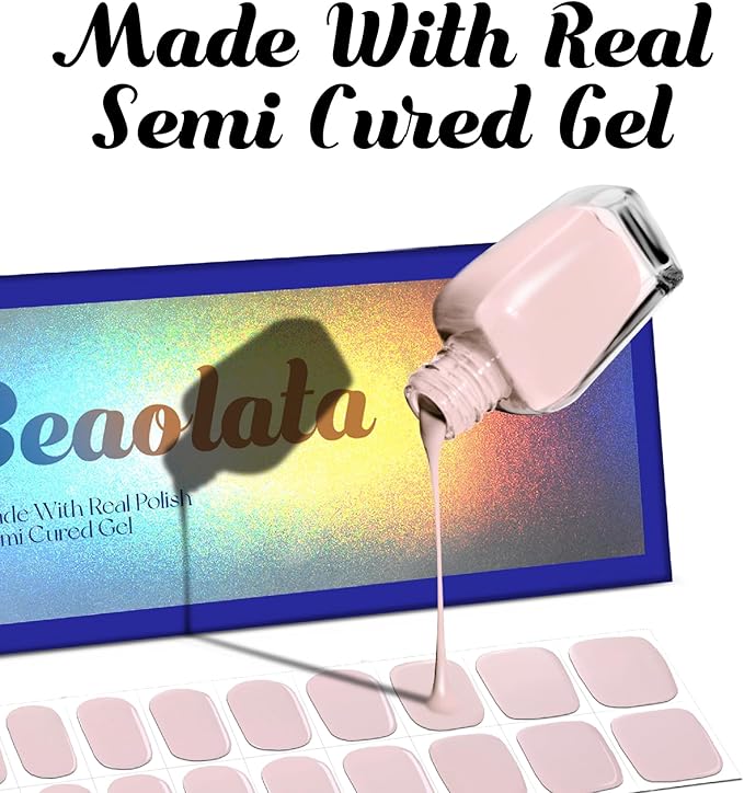 Semi Cured Gel Nail Strips - UV Light Gel Nail Stickers - 20 Long Lasting Salon Quality Wraps (Sweetheart Pink)