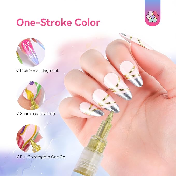 SAVILAND Essentials Nail Art Pen Set: 12PCS Quick Dry 3D Nail Polish Pens for Nail Art Design with Fine Tips Acrylic Paint Markers for Drawing Liner Dotting and DIY Manicure Tools Kit at Home