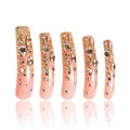LOVFUL Press on Nails Stardust Gold Rhinestone | Handmade with Full Covered Crystals | Reusable Full Cover Nails | Curve Long 2.2 in | H84-S