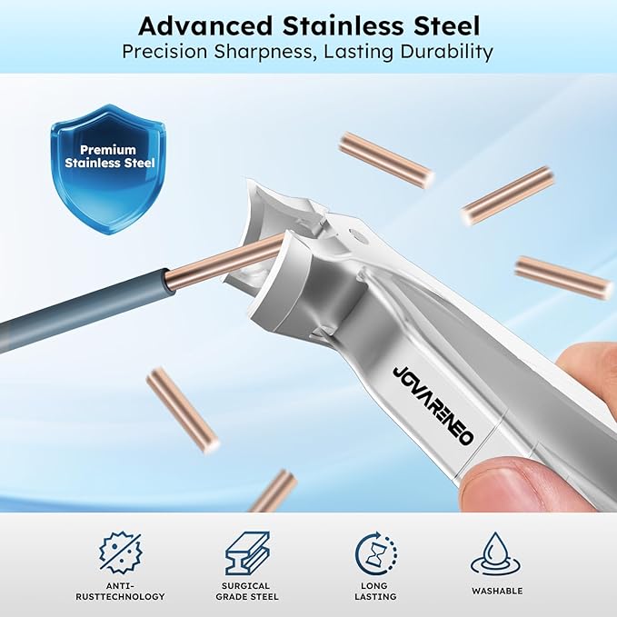 Toenail Clippers for Seniors, Angled Head Large Toe Nail Clippers for Thick Toenails, Wide Jaw Eagle Beak Clippers for Ingrown Nails, Anti-Splash Cutter with Curved Blade, Cuticle Clippers