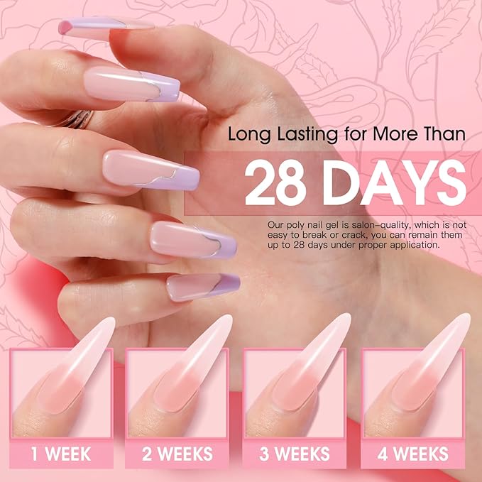ROSALIND White Nude Brown Christmas Poly Nail Gel, 6 Colors 0.34 oz/10 ml Poly Extension Gel Nail Enhancement Builder for French Manicure Home Salon Design Need U V/LED Lamp Fall Colors