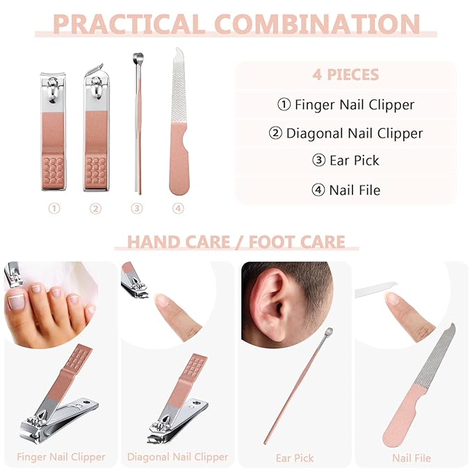 Geosar 12 Sets Manicure Set Bulk Nail Clippers Pedicure Kit Stainless Steel Professional Pedicure Grooming Kits Nail Care Tools with Travel Case for Men Women Hands Foot(Multi Colors)