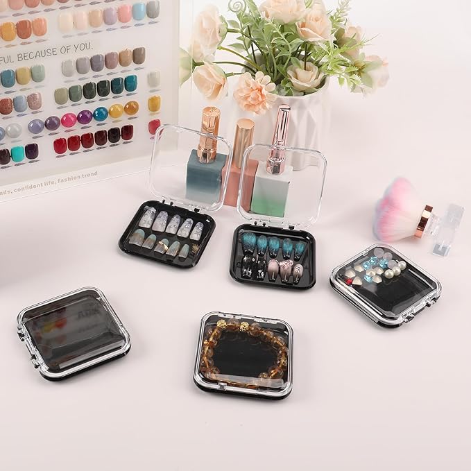 15 Pcs Press On Nail Packaging Box Press on Nail Storage Box for Press Ons with 90 Pcs Adhesive Double Sided Tape for Fake Nail Storage Case Nail Display Nail Salon Supplies (Black)