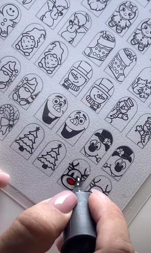 Generic Cartoon Nail Art Workbook: Multicolor, Waterproof, Letter Print Heart Shaped Nail Decals for Adults - Indoor Use, Cartoon Character Themed, Plastic Material, 4 Sheets