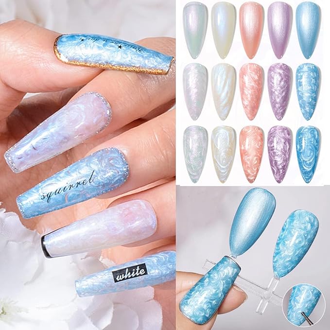 Liner Gel Nail Art Polish 12 Colors Set, Pearl Colors Painted Liner Gel Nail Polish Kits Acrylic Nail Art Line Drawing LED Required