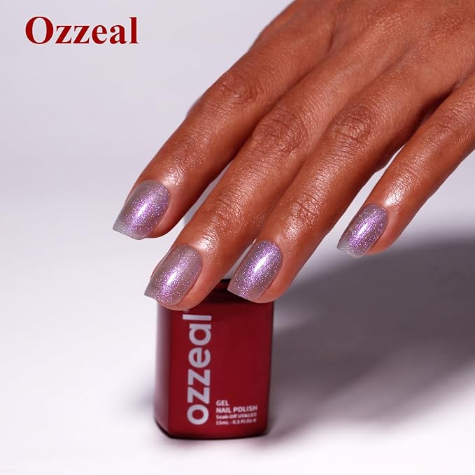 Clear Grey Iridescent Glitter Gel Nail Polish - Sparkle Shimmer Summer Rainbow Soak Off LED UV Gel Nail Polish for Art DIY Manicure - 15ML