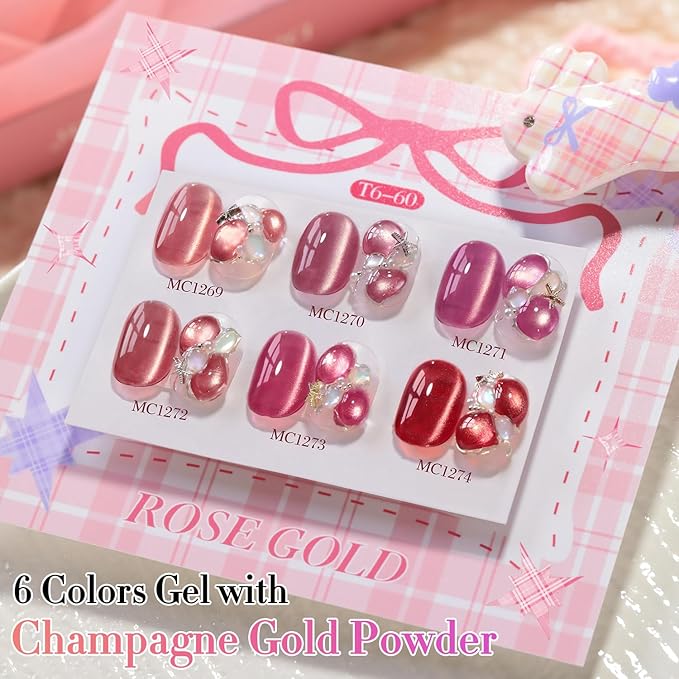 Double Rhythm 0.5 Oz Cat Eye Gel Polish with Magnet Same Color Same Bottle Holographic Glitter Shimmer Translucent Color Salon 15 ML Magnetic Nail Art (Grape Red-MC1270)