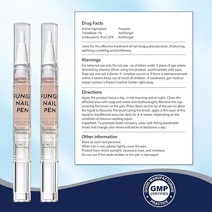 Toenail Fungus Treatment Extra Strength - with 25% Undecylenic Acid - Effective Nail Repair for Damaged Nails, Ingrown Nails & Discoloration - 4-Pack Twist Pen