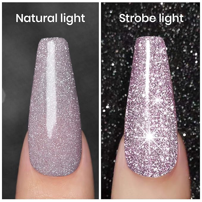 Diamond Gel Nail Polish,Reflective Glitter Gelpolish, Sparkly Shiny Gel Nail Art Varnish Manicure,U V L E D Curing Required Nailgel for Beginners DIY at Home RAR80