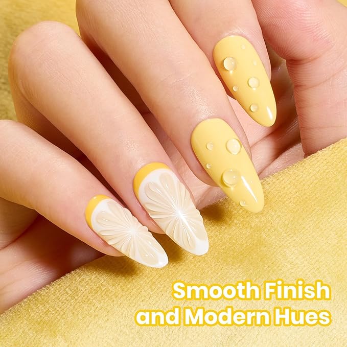 Beetles Yellow Gel Nail Polish Set - Sunny Pantry with Color Card, 6Colors HEMA FREE Yellow Gel Nail Polish Set 15ML/0.51FlOz, Same Color Bottle, Long-Lasting Soak Off UV Lamp Summer Spring Nails Art