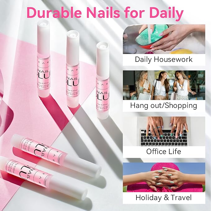 Makartt Super Strong Nail Glue for Press On Nails- Acrylic Nails Nail Tips Glue for Stick On Nails Long Lasting for Fake Nails Broken Nails Repair Professional Nail Adhesive 0.07oz 5Pcs, Hema Free