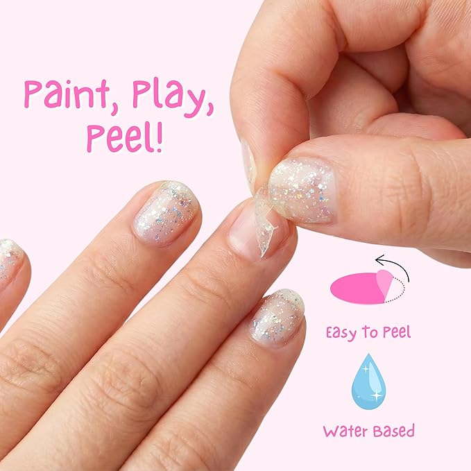 MISS NELLA PARTY COLLECTION 3-3 peel off, odour free, water base glitter nail polishes Pack- Blue The Candles (blue), Confetti Clouds (clear) & Marshmallow Overloud (coral)