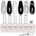 10ml Hema Free Gel Nail Polish Set, 6 Colors Cat Eye Black White Gray Silver Glitter Shimmer Gel Polish Kit with Magnet Sparkle Galaxy Series Soak Off Manicure for Salon and Nail Art DIY