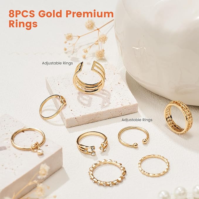 Practice Hand for Acrylic Nails: Silicone Nail Hand Practice with Gold Rings - Flexible Fake Hand Mannequin Nail Hand Kit for Beginners