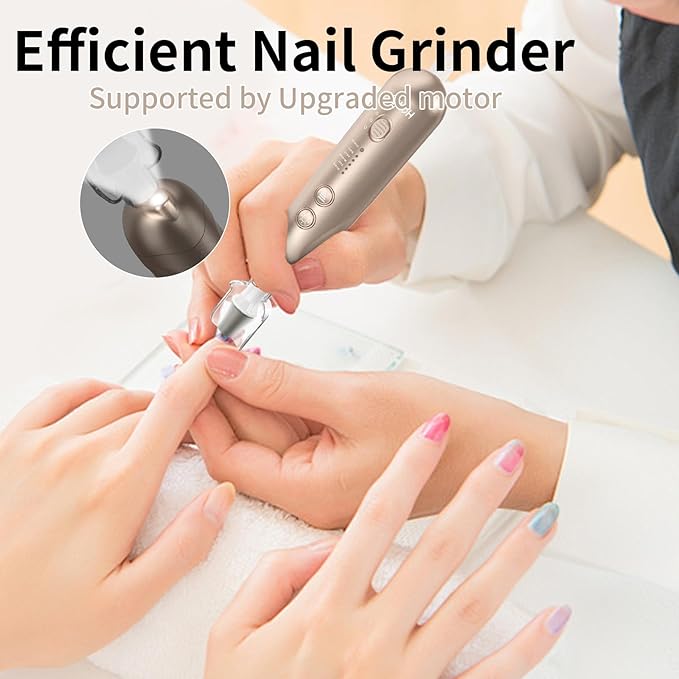 Manicure Pedicure Kit, Professional Nail Grinder for Senior Thick Toenail, Cordless Electric Nail File, 5 Speeds Pedicure Tools for feet Callus Remover, Nail Drill for Women Hand Feet Care
