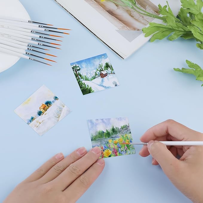 cobee 12Pcs Fine Paint Brushes, Detail Paint Brushes Micro Artist Paintbrush Set Acrylic Paint Brushes for Kids Students Artists Detail Painting Oil Fine Art Painting Watercolor Nail Art