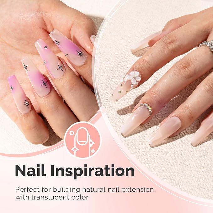 MelodySusie Builder Nail Base Gel Nude Builder Gel for Nails Thickening, Soak Off UV Gel,Extension Gel Rhinestone Nail Glue Gel in a Bottle for Nail Art Design Gift for Women-018