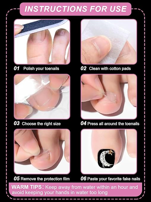 1200PCS Nail Adhesive Tabs for Toenail, EBANKU Breathable Toenail Glue Stickers Ultra-Thin Press on Nail Sticky Tabs in 12 Sizes, 50 Sheets Waterproof Double Sided Transparent Nail Tape for DIY