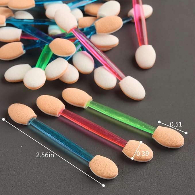 Chrome Nail Powder Applicator Brushes, 100PCS Colorful Disposable Eyeshadow Applicators, Dual Side Eye Shadow Sponge Sticks, Nail Glitter Powder Pigment Pen Brush, Nail Art Applicator Tools