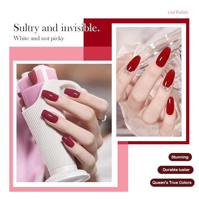 CAMILA ¿ 6pcs 15ml Hema Free Tpo Free Gel Polish Set Deep Cherry Red Color Long Lasting Gel Nail Polish Kit Soak Off Gel Polish Big Bottle Manicure Salon | Crimson color B