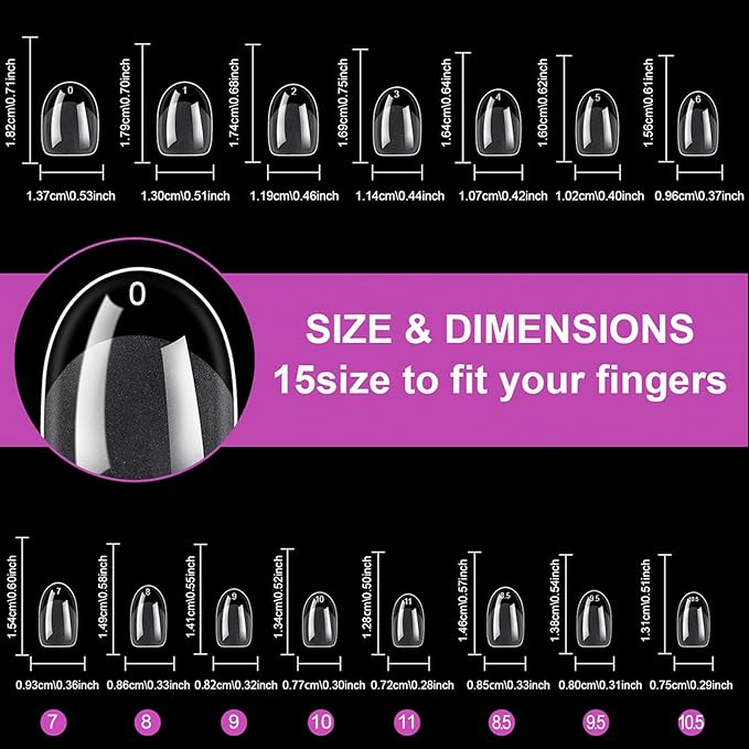 420pc Extra Short Oval Gel Nail Tips Clear Fake Nails, XS Clear Press on Nails Short Round Almond Soft Gel Nail Tip Acrylic Nail Full Cover False Artificial Fingernail for Nail Extension Press-ons