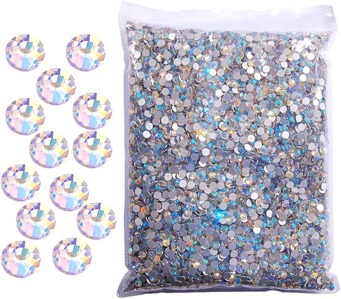 Hisenlee 14400PCS Rhinestone SS3-SS20 Crystal Gems 9 Sizes Wholesale Nail Art Rhinestone Flatback Round Glass Diamond for Crafts (SS12, Night Starry Sky)