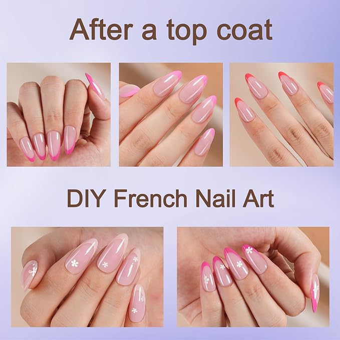 Misssix French Tip Press On Nails, 150Pcs French Gel Nail Tips, Pink Medium Almond Soft Gel Fake Nails, X-BASIC Tips Starter Kit for Nail Art DIY 15 Sizes