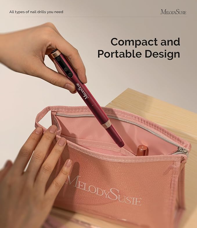 MelodySusie Pen-Shaped Ultra-Slim Cordless Nail Drill, PM170F 30000RPM Portable Rechargeable Electric File with LED Display for All Manicure, Nail Care, Shaping & Gel Removal for Advanced Home Use