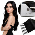 RUNATURE Black Tape in Hair Extensions Human Hair, 14 Inch 40G 20Pcs, Natural Black Tape in Extensions #1B, Seamless, Easy To Maintain, Natural Blending in Daily Wearing