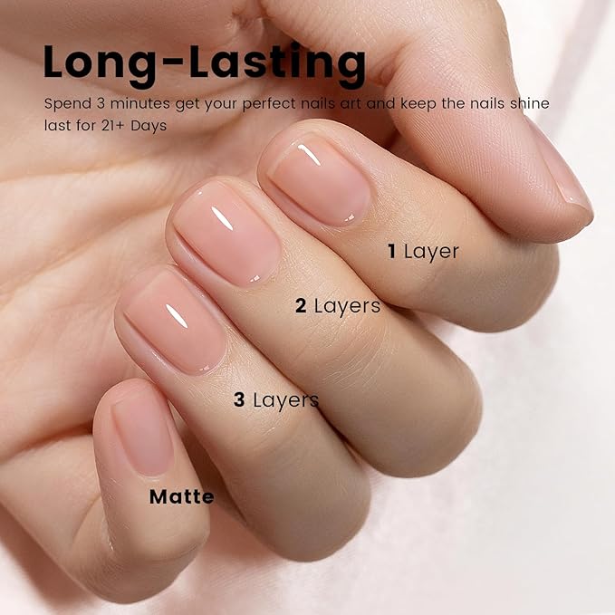 RARJSM Brownish Pink Rubber Base Gel Nail Polish Nude Skin Tone Rubber Base for Nails Natural Nude Color French Manicure Brush on Extend Gel Builder Soak Off Curing Requires 15ml Salon Home DIY