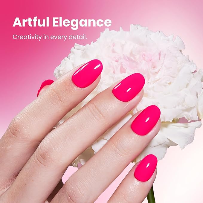 Beetles Hot Pink Gel Polish - Wild Tulips 15ML/0.51FlOz, Neon Pink Gel Polish, Same Color Same Bottle STAY SHINING Series, Soak Off UV LED Lamp Nails Art Manicure Salon DIY Home Spring & Summer Nails