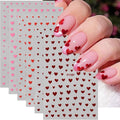 6 Sheets Valentines Nail Stickers 3D Self-Adhesive Mini Heart Nail Art Stickers Set Glitter Pink Red Heart Nails Design Decal Romantic Valentine Stickers for Nails DIY Women Manicure Decoration