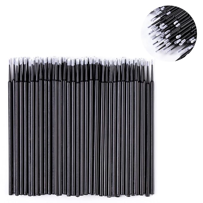 300 PCS Eyelash Extension Supplies Kit,Disposable Lash Spoolies Brushes Micro Swab Brushes Mascara Wand Lip Brushes for Eyelash Extension Tattoo Lipstick Applicator (Black)