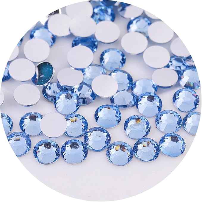 720 Pcs SS30 6mm Flatback Rhinestones for Nails Art Crafts Glitter Round Gems Crystals DIY Clothes Shoes（Light Blue)