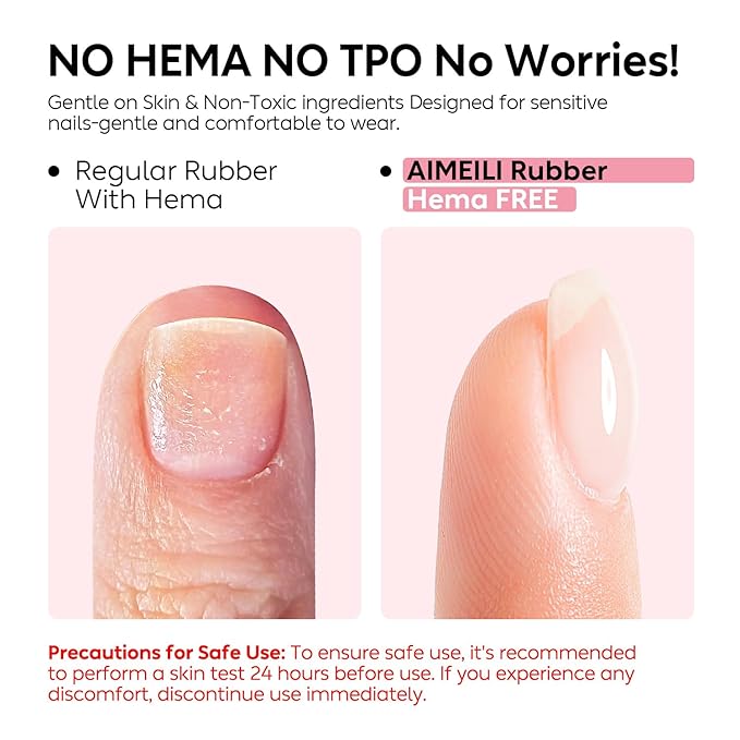 AIMEILI Clear Rubber Base Gel For Nails, Soak Off U V LED Hema Free Gel Nail Polish, 4 in 1 Nail Strengthen/Enhance/Base Coat/Color 10ml