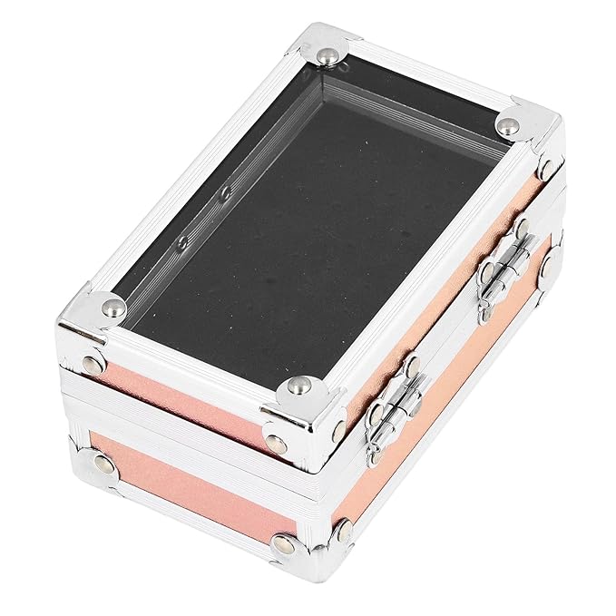 Pomya Nail Drill Bit Holder Storage Box, Multi Hole Nail Drill Bits Stand Displayer with Transparent Cover, Nail Bits Organizers Container (Dazzling Gold)