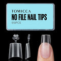 TOMICCA Short Coffin Nail Tips, 510Pcs Acrylic Half Cover Nail Tips, 12 Sizes No C Curve Full Matte Gel Nail Extension Tips for Beginner and Professional