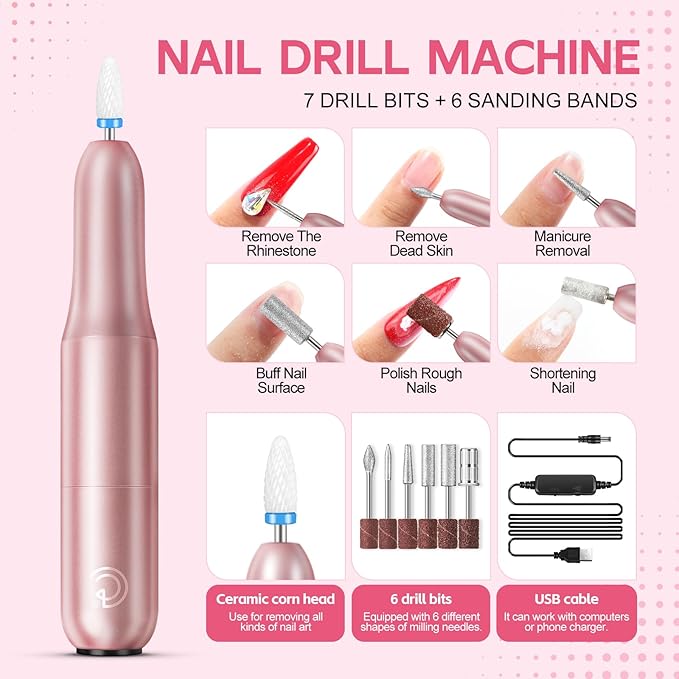 COSCELIA Acrylic Nail Kit for Beginners with Everything 4PC Acrylic Powder 24 PCS Glitter Powder Professional Nail Drill Light Rhinestones Tips Set Gifts for Women