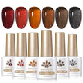 BORN PRETTY Jelly Gel Nail Polish Fall Winter Amber Crystal Brown Orange Burgundy Red Black Gel Polish Transparent Translucent Clear Nail Art Manicure DIY Home Salon 6PCS