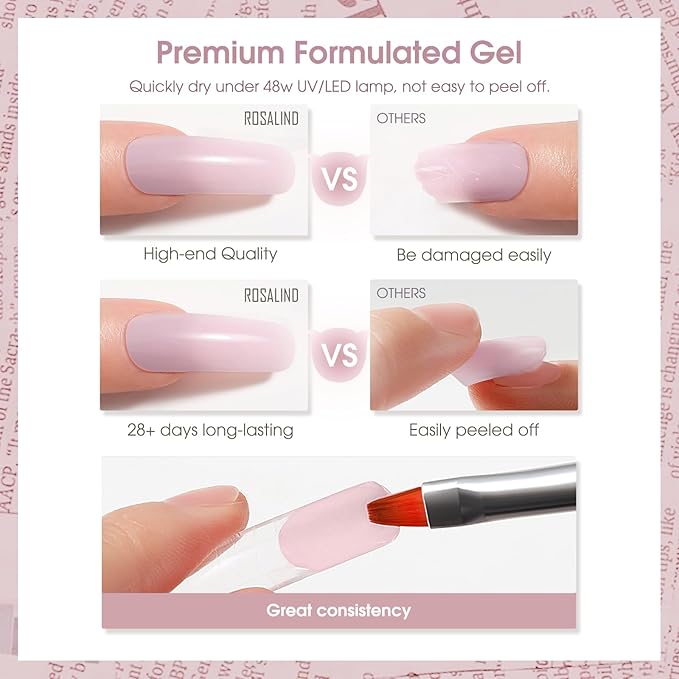 ROSALIND Light Purple Poly Extension Gel, 80ml/2.7 oz Gray Pink Poly Nail Gel Building Enhancement for Nail Art Decoration, Fall Colors Nail Thickening Extension Easy to DIY Use at Home Need UV Lamp
