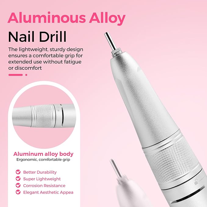 Vrenmol Professional Nail Drill Kit: 35000RPM Electric Nail File 6000mAh Portable N ail Drill Machine with Nail Drill Bits for Nail Tech Acrylic Nail Art Manicure Pedicure Salon at Home