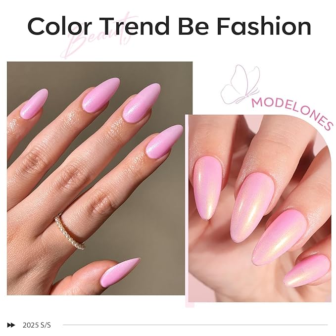 modelones Glitter Gel Nail Polish Pastel Pink Glitter Gel Nail Polish Soak-Off UV Gel Polish - 28+ Days Long-Lasting Salon-Quality Nail Art for Spring DIY Manicure & Gift 15ML